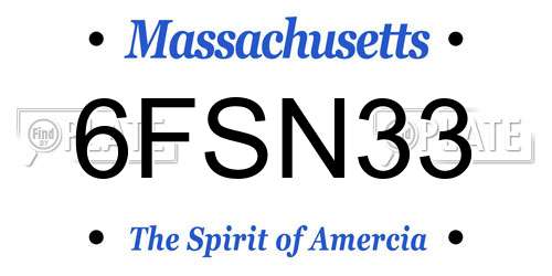 6FSN33 Massachusetts License Plate