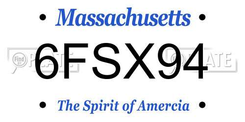 6FSX94 Massachusetts License Plate