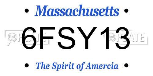 6FSY13 Massachusetts License Plate