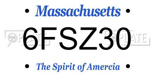 6FSZ30 Massachusetts License Plate