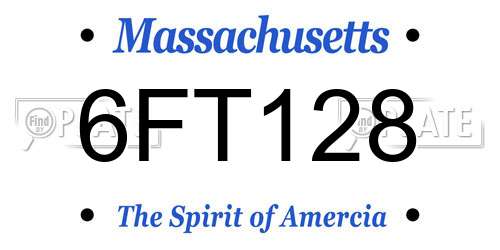 6FT128 Massachusetts License Plate