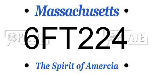 6FT224 Massachusetts License Plate