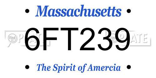 6FT239 Massachusetts License Plate