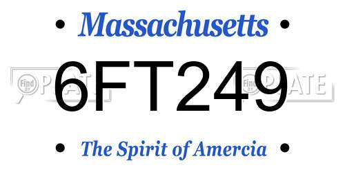 6FT249 Massachusetts License Plate
