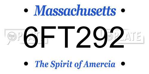 6FT292 Massachusetts License Plate