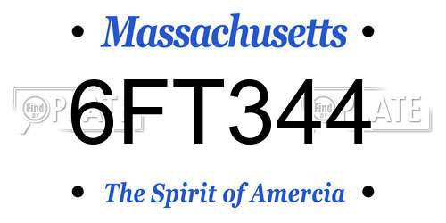 6FT344 Massachusetts License Plate
