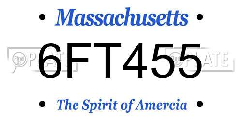 6FT455 Massachusetts License Plate
