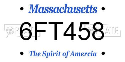 6FT458 Massachusetts License Plate