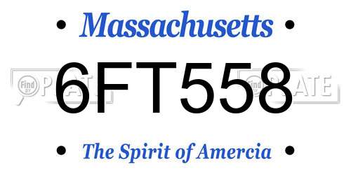 6FT558 Massachusetts License Plate