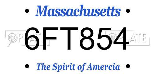 6FT854 Massachusetts License Plate