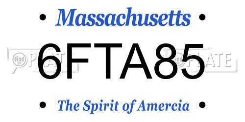 6FTA85 Massachusetts License Plate