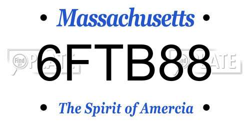6FTB88 Massachusetts License Plate