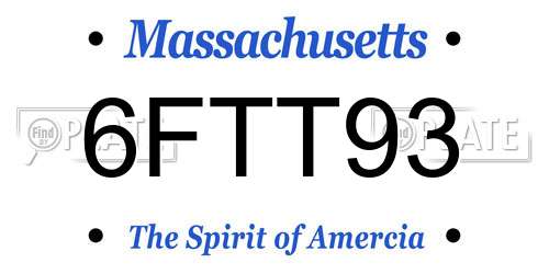 6FTT93 Massachusetts License Plate