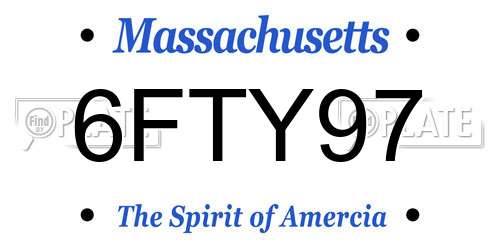 6FTY97 Massachusetts License Plate