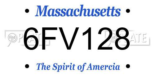 6FV128 Massachusetts License Plate
