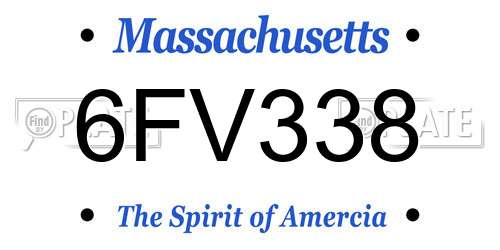6FV338 Massachusetts License Plate