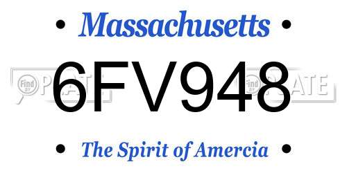 6FV948 Massachusetts License Plate