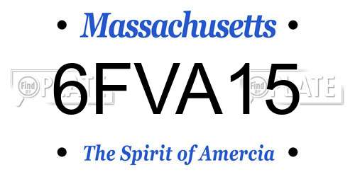 6FVA15 Massachusetts License Plate