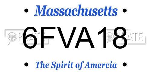 6FVA18 Massachusetts License Plate
