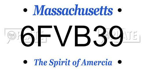 6FVB39 Massachusetts License Plate