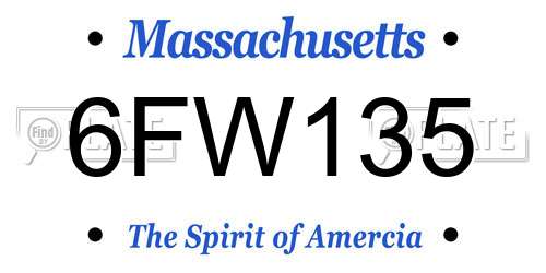 6FW135 Massachusetts License Plate