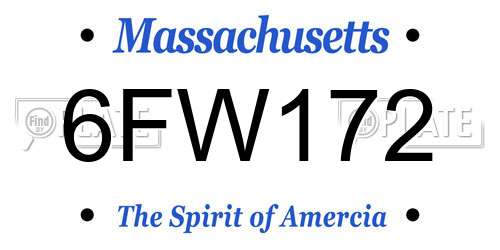 6FW172 Massachusetts License Plate