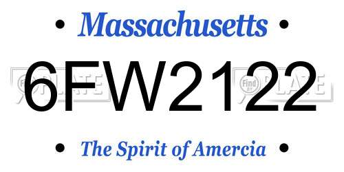 6FW2122 Massachusetts License Plate