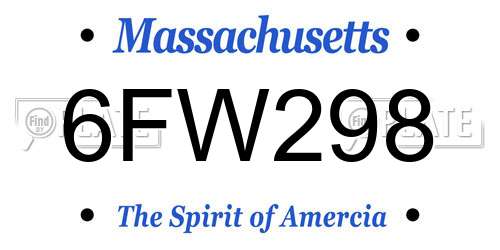 6FW298 Massachusetts License Plate