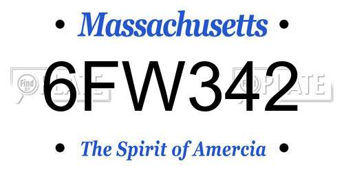 6FW342 Massachusetts License Plate