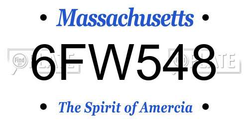 6FW548 Massachusetts License Plate