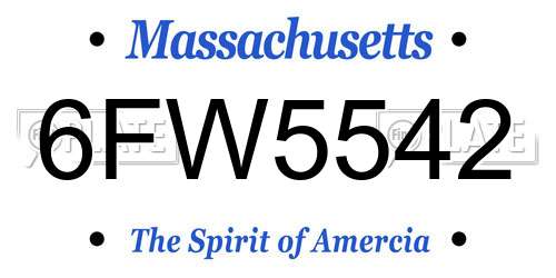 6FW5542 Massachusetts License Plate