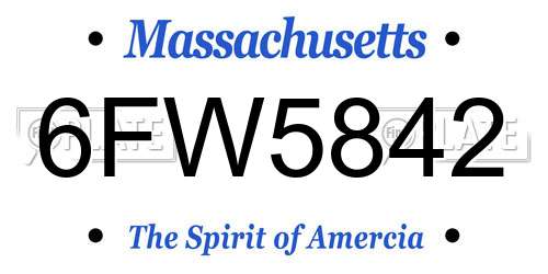 6FW5842 Massachusetts License Plate