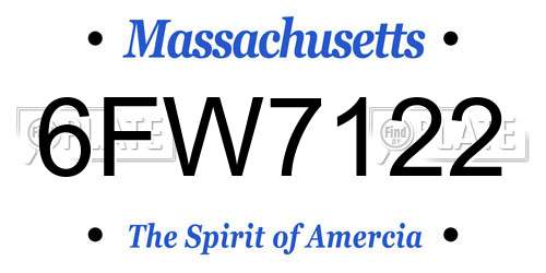 6FW7122 Massachusetts License Plate