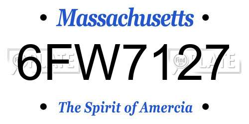 6FW7127 Massachusetts License Plate