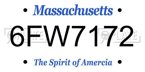 6FW7172 Massachusetts License Plate