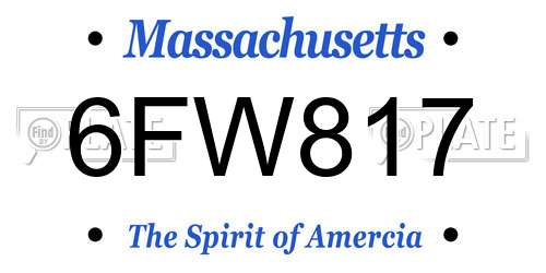 6FW817 Massachusetts License Plate