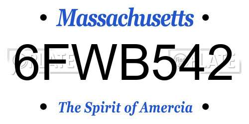 6FWB542 Massachusetts License Plate