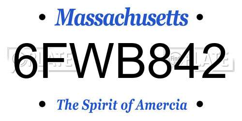 6FWB842 Massachusetts License Plate