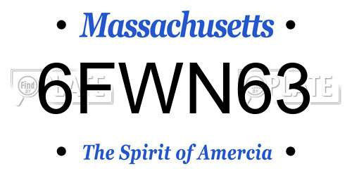 6FWN63 Massachusetts License Plate