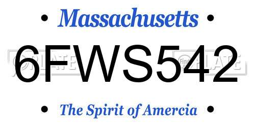 6FWS542 Massachusetts License Plate