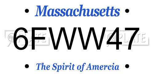 6FWW47 Massachusetts License Plate