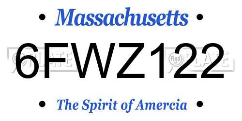 6FWZ122 Massachusetts License Plate