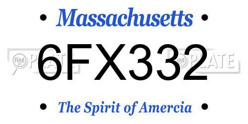 6FX332 Massachusetts License Plate