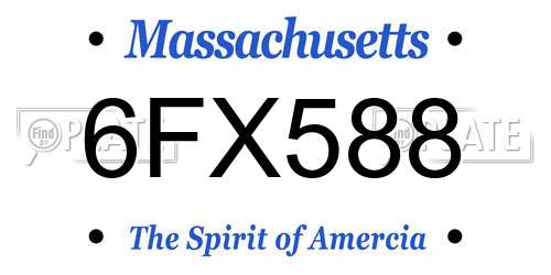 6FX588 Massachusetts License Plate