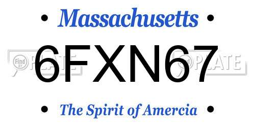 6FXN67 Massachusetts License Plate