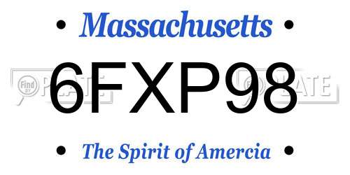 6FXP98 Massachusetts License Plate