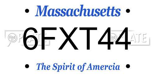 6FXT44 Massachusetts License Plate