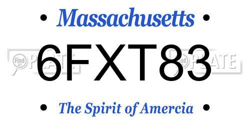 6FXT83 Massachusetts License Plate