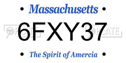 6FXY37 Massachusetts License Plate