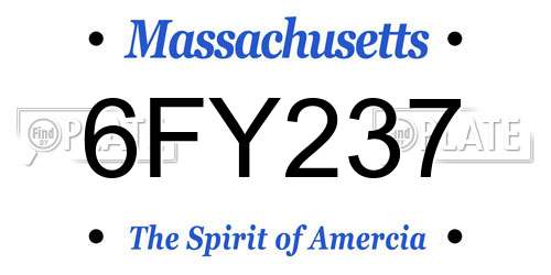 6FY237 Massachusetts License Plate